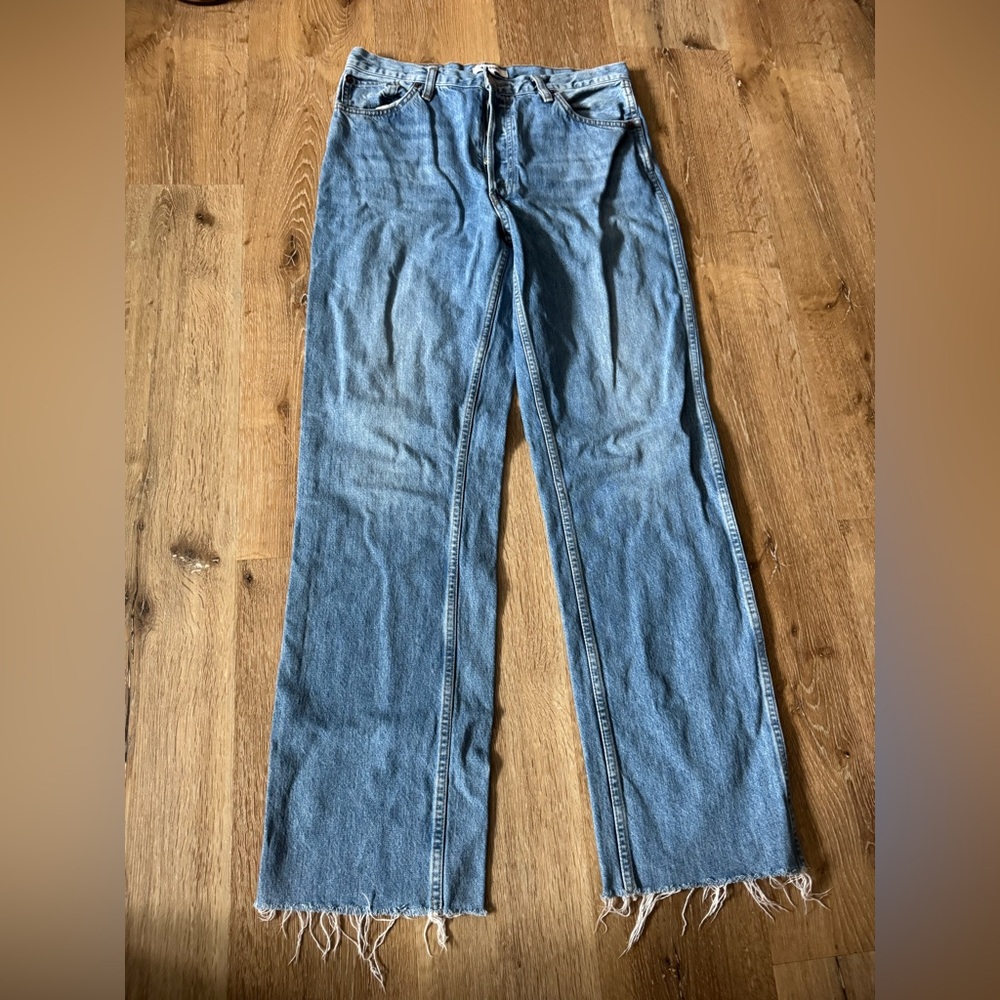 Re/Done Light Blue Straight Distressed‎ High Rise Jeans Size 30
